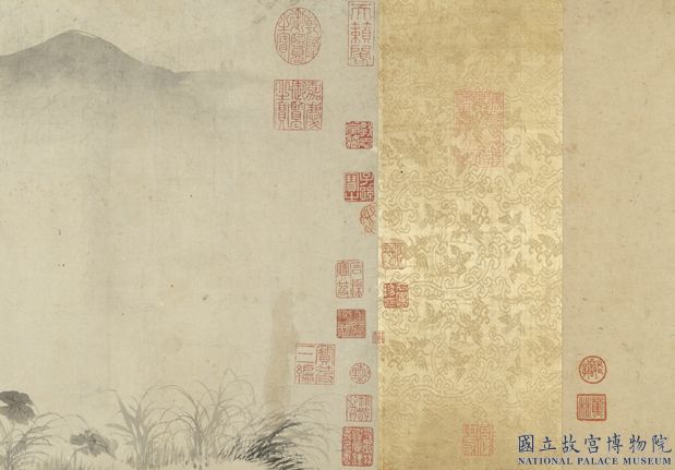 明唐寅採蓮圖　卷　唐寅採蓮圖；文彭草書採蓮曲；項元汴畫小景